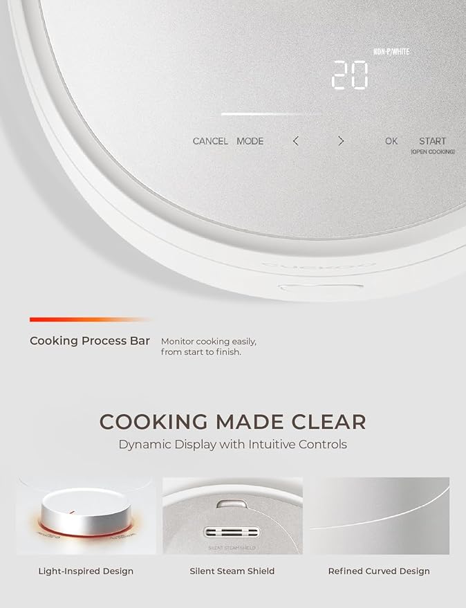 CUCKOO Twin Pressure Rice Cooker 6-Cup Uncooked / 12-Cup Cooked with Induction Heating Technology Silent Pressure System Open Cooking Mode Dynamic Display Eco Inner Pot White (CRP-OHTR0609FW)