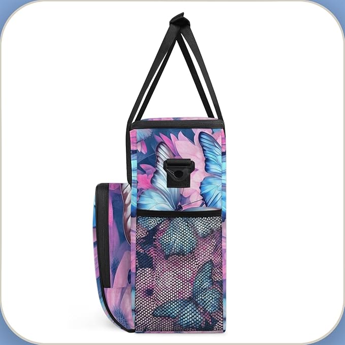 Watercolor Butterfly Coffee Maker Carrying Bag Flowers Butterfly Travel Storage Bag Compatible with K-Mini or K-Mini Plus Single Serve Coffee Brewer Carrying Case with Pockets &amp Shoulder Strap