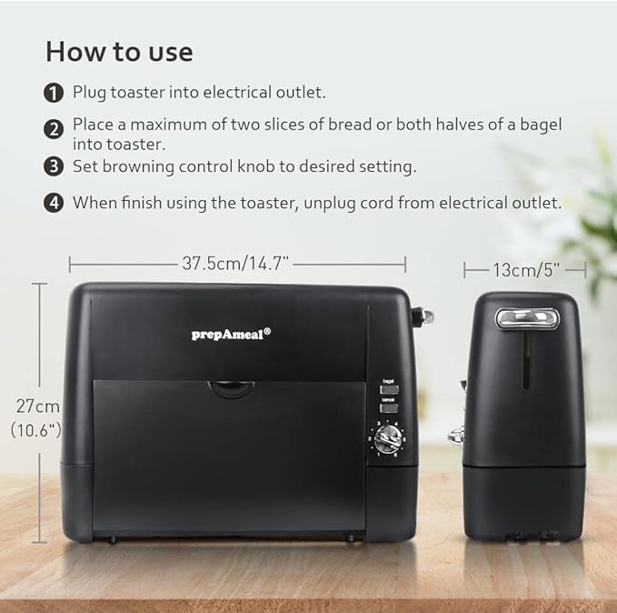 Long Slot Toaster 2 Slice Toaster with 6 Shade Settings Bagel/Cancel Extra Wide Slots Removable Crumb Tray for Bagels Waffles Breads Puff Pastry Snacks (2-Slice Black)