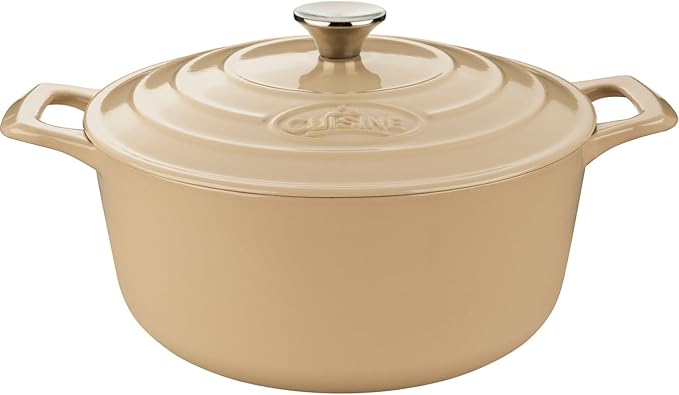 La Cuisine Piece Enameled Cast Iron 5 pc Set Pro Range 3.75QT Saute 6.5QT Round w/lid 10 Fry Pan-Cream LC2685MB