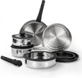ROYDX16 PCS Pots and Pans Set18/10 Stainless Steel Cookware Set with Adjustable Detachable Handles for RVhome Dishwasher Safe and Oven Safe