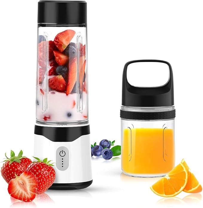 Juicer Mixer Small Smoothie Crushing Ice Food Vegetables Fruits Juice Food Nutrition Refill Ice Multi-function 2 Cups 500ML 4000mAh 22000 Rotating Battery Portable Type-c Charging Port
