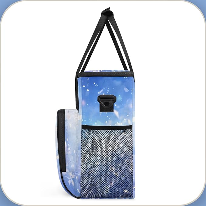 Glitter Coffee Maker Carrying Bag Sky blue Portable Travel Storage Tote Bag Compatible with K-Mini or K-Mini Plus Single Serve Coffee Brewer Carrying Case with Multiple Pockets &amp Shoulder Strap