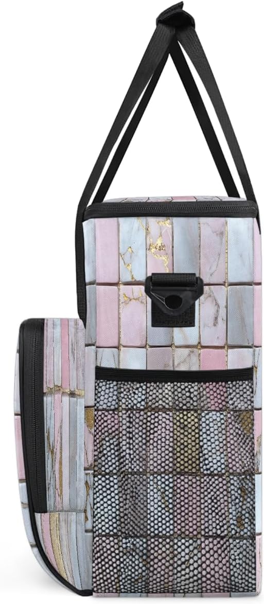 Marble Lattice Coffee Maker Carring Bag Travel Carrying Storage Tote Bag Compatible with Keurig K-Mini or K-Mini Plus Portable Single Serve Coffee Brewer Case with Pockets for K-cup Pods