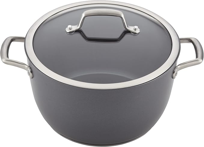 Anolon Accolade Forged Hard Anodized Nonstick Pots &amp Pans - Induction Cookware Set - 12 Piece - Moonstone Gray