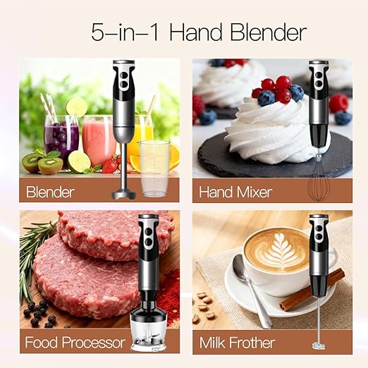 MegaWise Pro Hand Blender New version 2025 (black 5 in1)