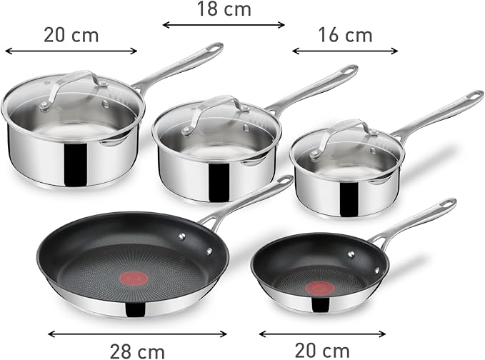 Jamie Oliver by Tefal Cook's Direct Stainless Steel 5 Piece Cookware Set – – E304S544