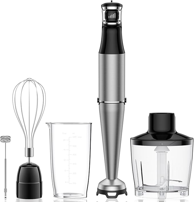Immersion Blender Handheld 1100W Corded Stick Hand Blenders for Kitchen with Trigger Speed Control with Whisk Milk Frother Attachemnts Perfect Emulsifier for Soup Smoothie Puree 5 in 1
