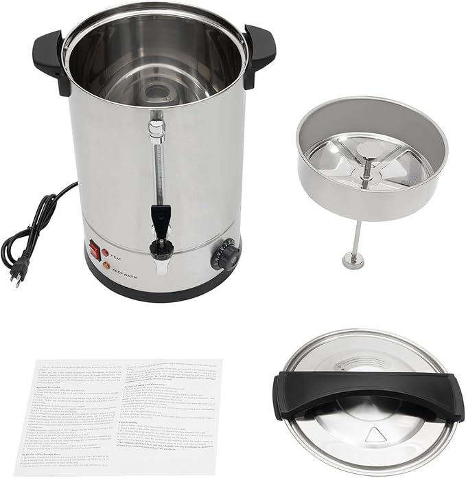 Commercial Coffee Maker - 9.2L 1500W Coffee Percolator With Double-Layer Stainless Steel Wall &amp Filter Precise Temperature Control - 2 Modes For Events &amp Catering