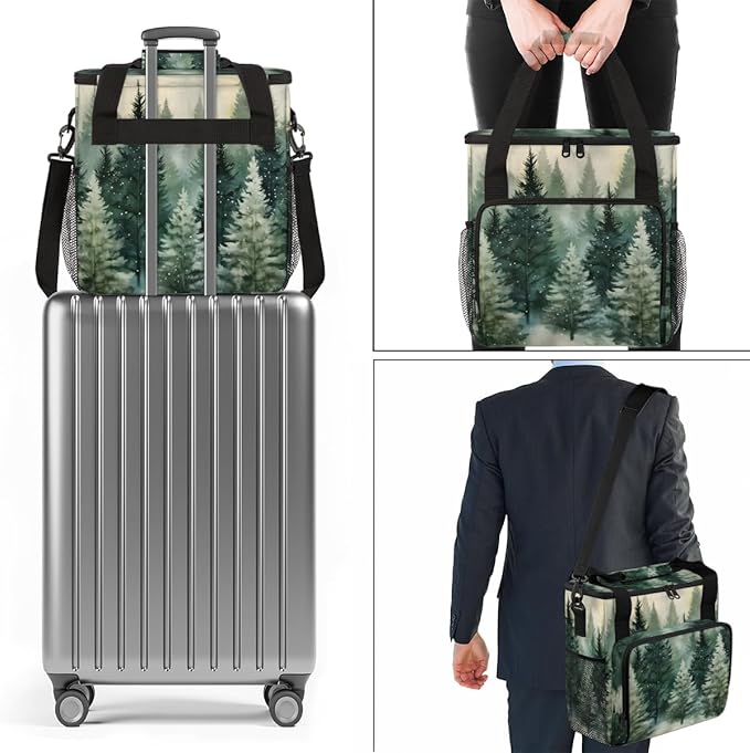 Bright Christmas Tree Coffee Maker Carrying Bag Portable Travel Storage Tote Bag Compatible with K-Mini or K-Mini Plus Single Serve Coffee Brewer Carrying Case with Multiple Pockets &amp Shoulder S