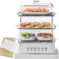 Multifunctional Food Steamer with 500 Sheets Baking Paper | Electric Warming Heater with 3 Tier Stackable Tray (40l) | Steamer Cookware Rice Cooker For Preparing 800w