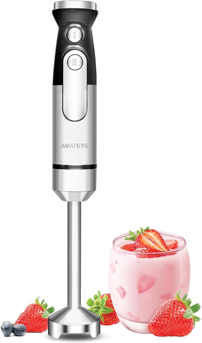 Handblender with PlugImmersion Blender Handheld Heavy-Duty Copper Motor Detachable Stainless Blade Dishwasher Safe 2 Modes with PulseInfinitely Variable Speed Space-Saving Design