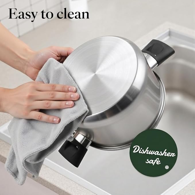 Meythway 𝐔𝐏𝐆𝐑𝐀𝐃𝐄 Stainless Steel Pots and Pans Set Non Toxic 6PCs Kitchen Cookware Sets with Stay-Cool Handles Non-Stick Dishwasher Safe&ampCompatible with All Stovetops(GasElectric&ampIn