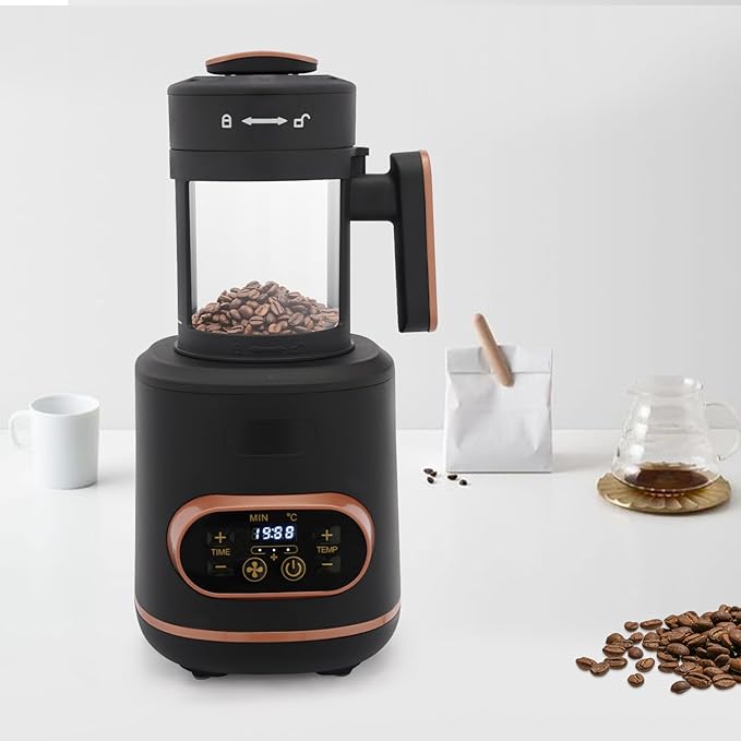 Electric Coffee Bean Roaster Machine 1500W Coffee Bean Roaster with LED display Push Button Model Intelligent Control Home Use or commercial
