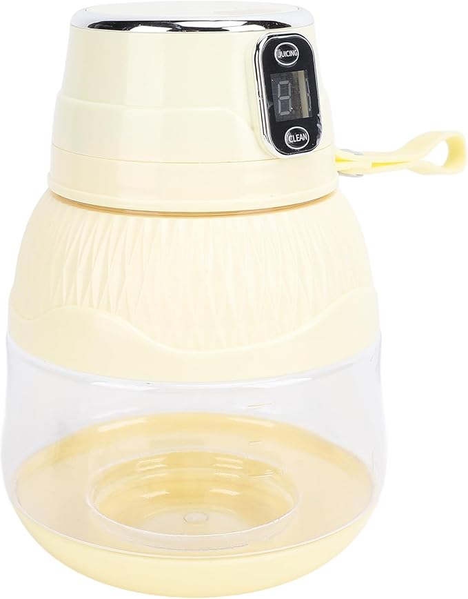 Portable Juicer Cup Cordless Multifunctional Electric Blender High Speed Motor 600ml Capacity for Home School Office Plastic Material (Light Yellow)