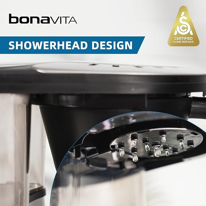 Bonavita 8 Cup Drip Coffee Maker Machine One-Touch Pour Over Auto Pause Brewing with Stainless Steel Double Wall Thermal Carafe SCA Certified Dishwasher Safe BV1901TS