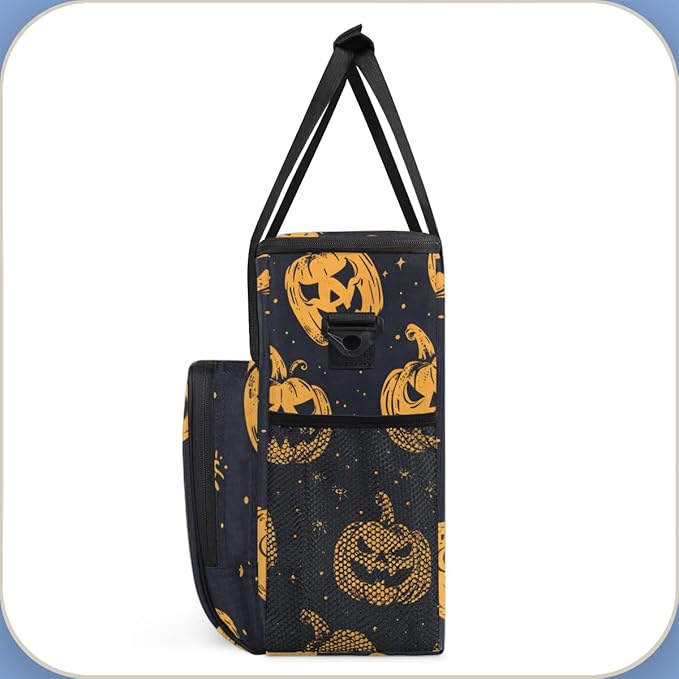 Abstract Pumpkin Coffee Maker Carrying Bag Graffiti Pumpkin Travel Storage Bag Compatible with K-Mini or K-Mini Plus Single Serve Coffee Brewer Carrying Case with Multiple Pockets &amp Shoulder Str