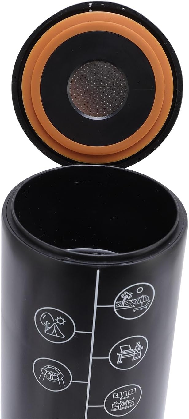 TOPINCN Portable Coffee Maker 17Bar Pressure Electric Coffee Machine with Ground Coffee Compartment Capsules Compartment Great for Outdoor Travel (Black)