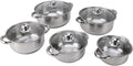 5Pcs Stainless Steel Cookware Set with Handles Stainless Steel Pots Kitchen Cookware Set Saucepan with Glass Lid Stockpot Soup Pot for Cooking Dishwasher Safe Comfortable Grip
