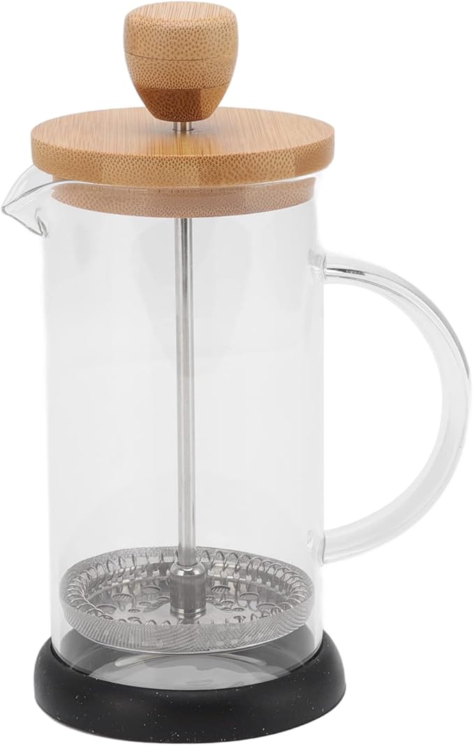 Topyond French Press Glass Coffee Maker Heat-Resistant Glass 20oz Bamboo Lid Coffee Press Tea Press for Loose Tea with Brewer Filtering Function for Home and Office (600ml