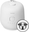 Cuchen 6-Cup Premium IH Pressure Rice Cooker with 304Ti Stainless Steel Inner Pot Dual High/Non-Pressure Modes Voice Guide &amp Auto Steam Clean White (CRH-TWS0610PWUS)