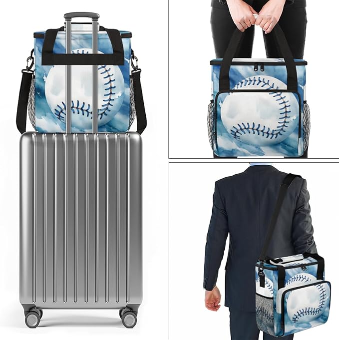 Oil Painting Baseball Coffee Maker Carrying Bag Cartoon Baseball Travel Storage Bag Compatible with K-Mini or K-Mini Plus Single Serve Coffee Brewer Carrying Case with Pockets &amp Shoulder Strap