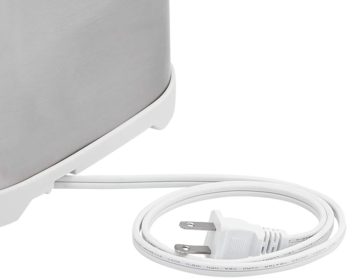 Amazon Basics 2 Slice Cool Touch Stainless Steel Toaster with 7 Browning Settings Extra Wide Slots (for Bagels Waffles Specialty Breads) Removable Crumb Tray Cancel Button 800W Brushed Silver