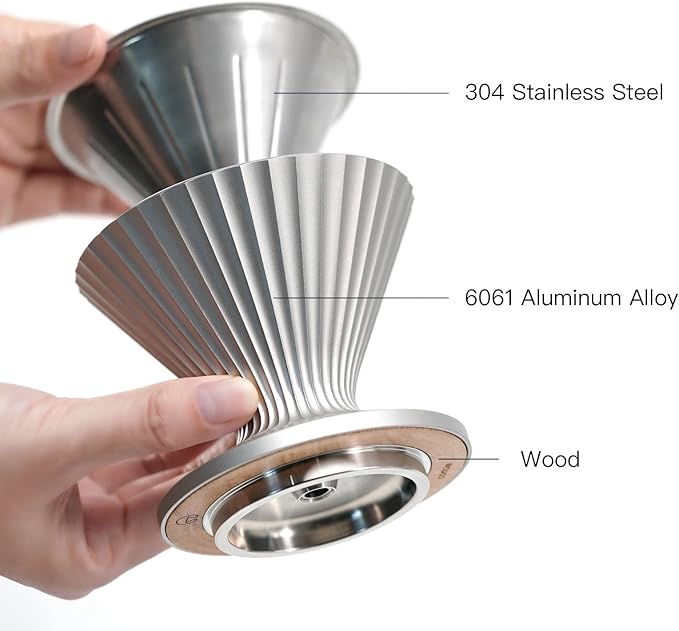 Pour Over Coffee Dripper Drip Coffee Pour Over Maker Resuable Blossom Cone Funnel Stainless Steel Metal Coffee Filter for Travel Camping Office Home Coffee Maker Brew (Twilight Gray)