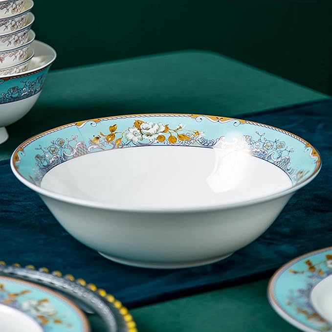 18 Piece Bone China Dinnerware Set for 4 People Handmade Flower Ceramics Dinner Sets Plates and Bowls Sets for 4 Gift for Porcelain Tableware Set Oven Microwave &amp