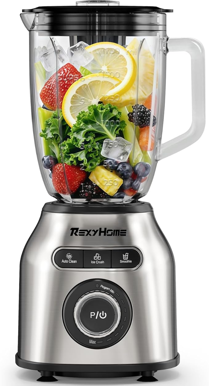 Blender with 3 Programs 1000W Heavy-Duty Countertop Blenders for Kitchen 59 Oz Glass Jar Auto Clean 8-Speeds &amp Pulse Function Blender for Smoothies Shakes Ice Crushing &amp Frozen Fruit