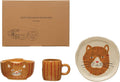 Creative Co-Op Child's Stoneware Dinnerware with Painted Cats Boxed Set of 3 Pieces Plate Set Multi