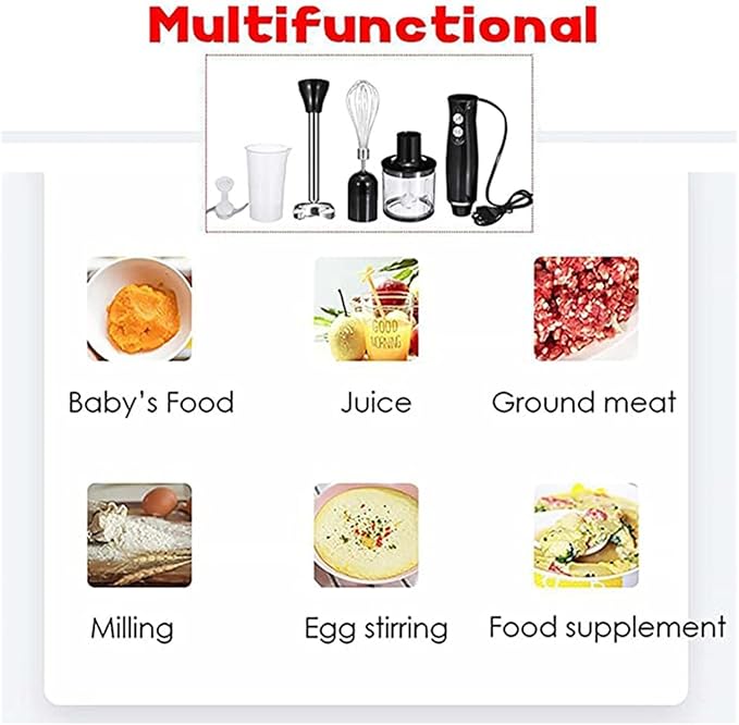 Egg Beater 4 In 1 Electric Blender Stainless Steel Stick Hand Blender Mixer Food Processor Egg Whisk Smoothie Cup Juicer Meat Grinder Whisk