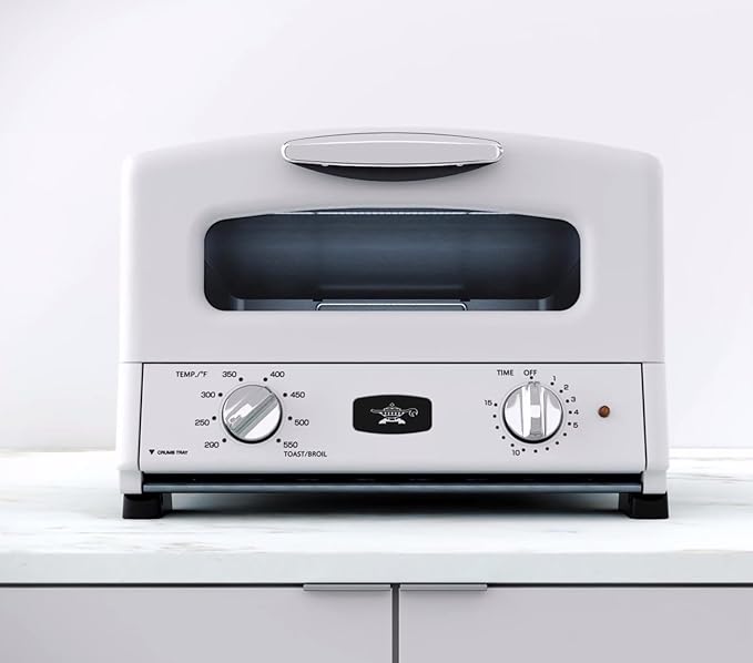 Countertop Toaster Oven Compact Kitchen Appliance with Graphite Heating Technology Eggshell White