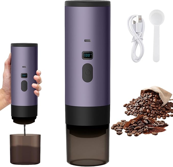 Portable Coffee Maker Espresso Machine Travel Espresso Maker USB-C ChargingHeating Pump Press Coffee Maker Electric Capsule Coffee Machine for RVCar Hiking Camping Office