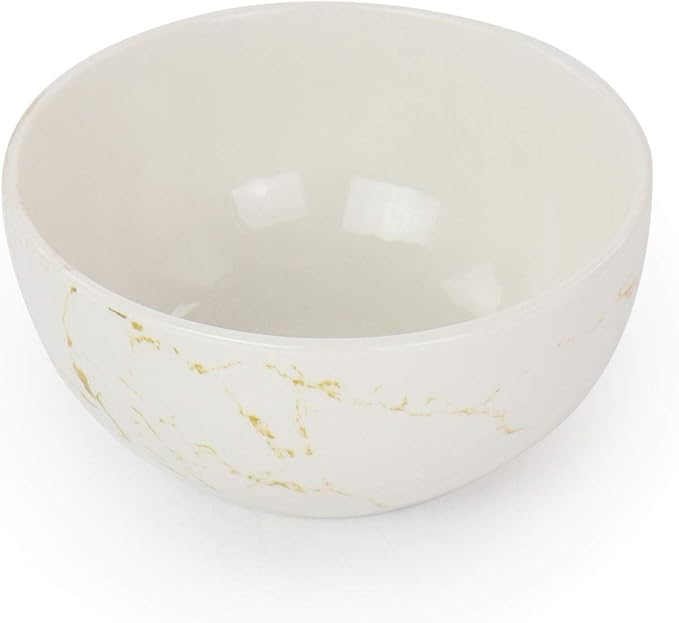 Unknown1 Fine Marble 16 Piece Stoneware Dinnerware Set in Gold and White Solid Modern Contemporary Round Microwave Safe 130 h x 65 h x 55 h