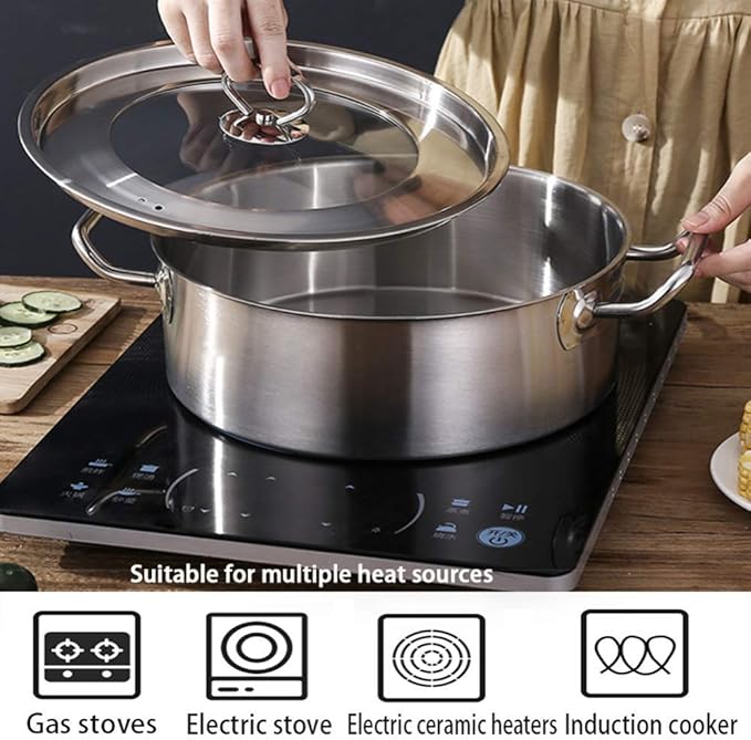 Cookware Set4-Piece Stainless Steel Pot &amp Pan SetsInduction Safe Saucepan Casserole Casserole Pan with Glass LidSuitable for Gas Induction Cooker Cookware