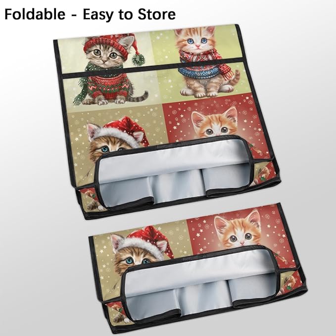 Kitchen Aid Mixer Cover Cute Cat In Santa Hat Stand Mixer Cover Compatible with 6-8 Quarts Stand Mixers Dust Covers with Zipper Pocket Foldable Washable Kitchen Aid Organizer Bag