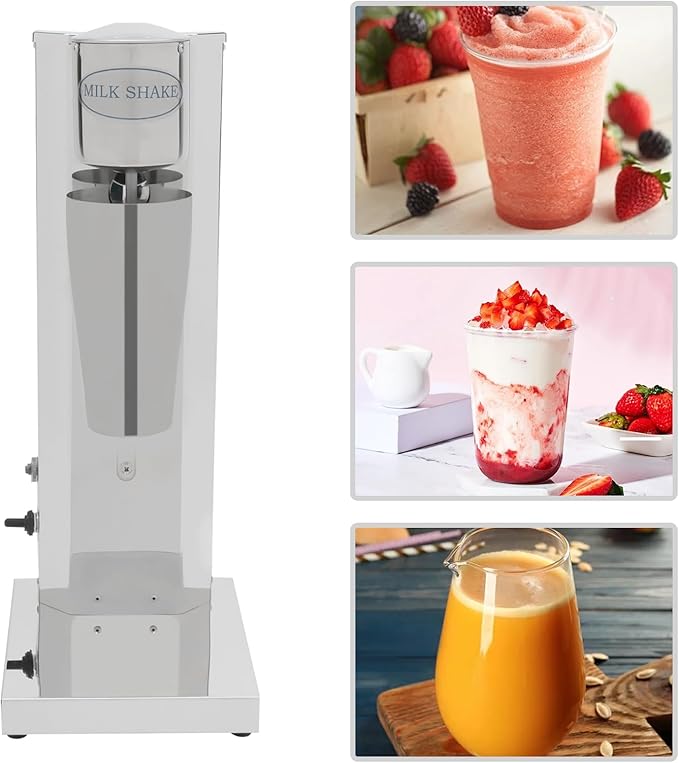 Milkshake Maker180W Commercial Milk Shake Machine with Dual Gears &amp Intelligent Micro Switch Stainless Steel Electric Milkshake Blender for Coffee Drinks