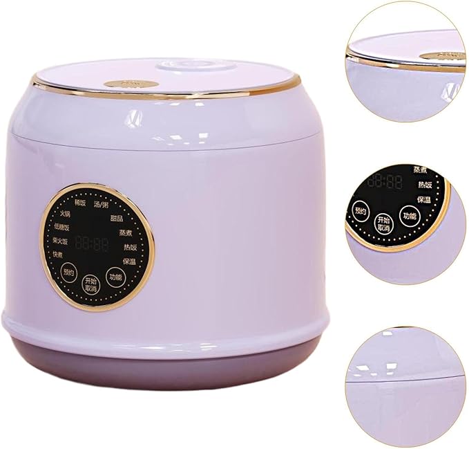 Rice Cooker Slow Cooker Multipurpose Auto Keep Warm 7 Cooking Function Rice Cooking Pot for Cooking Pasta Eggs Fry Ramen purple
