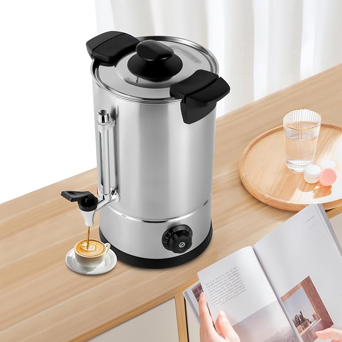 Commercial Grade Stainless Steel Percolate Coffee Maker Hot Water Urn for Catering 8L/2.11gal Premium Commercial Coffee Machine Large Stainless Steel Coffee Maker Metallic