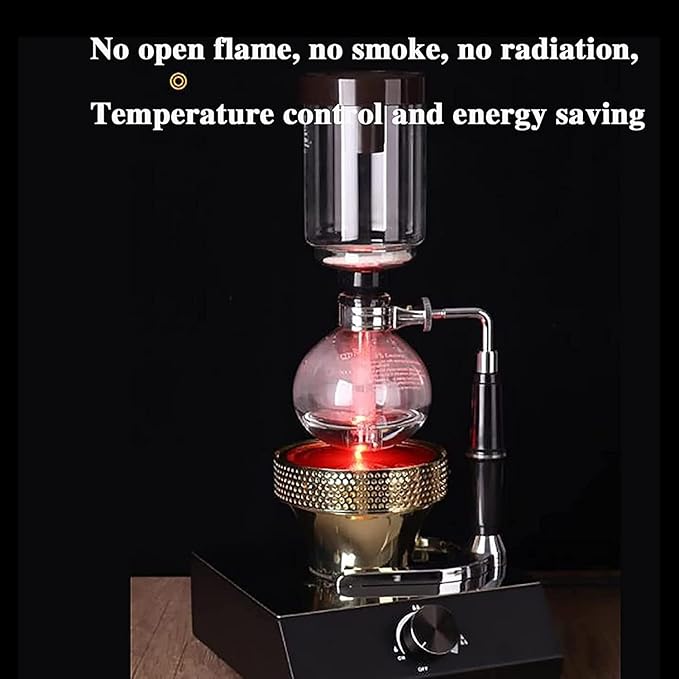 Portable Siphon Coffee Heating Burner 5 Speed Temperature Adjustment No Open Flame Heating Rotary Switches Adjustable Heat for Siphon Coffee Maker