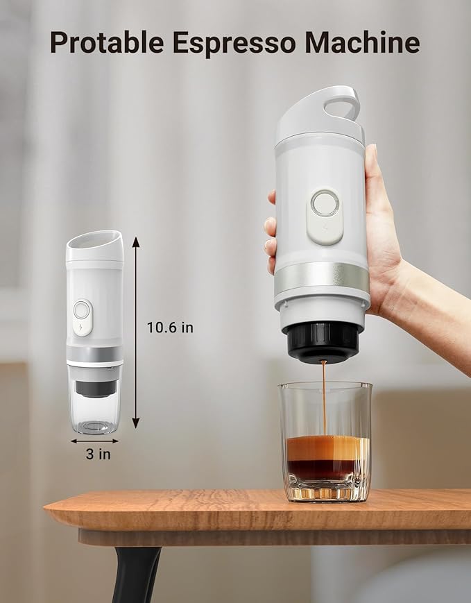 Portable Electric Espresso Machine 3 IN 1 Self-Heating Travel Coffee Maker for Ground Coffee NS Capsule&ampDG Capsule 20 Bar Portable Coffee Maker with 9600mAh Battery for RV Hiking Office Camp