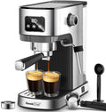 20 Bar Espresso Machine for Home Cappuccino &amp Latte Maker with Milk Frother Steam Wand ESE Pod Filter Accurate Temperature &amp Time Control Compact Stainless Steel Coffee Machine