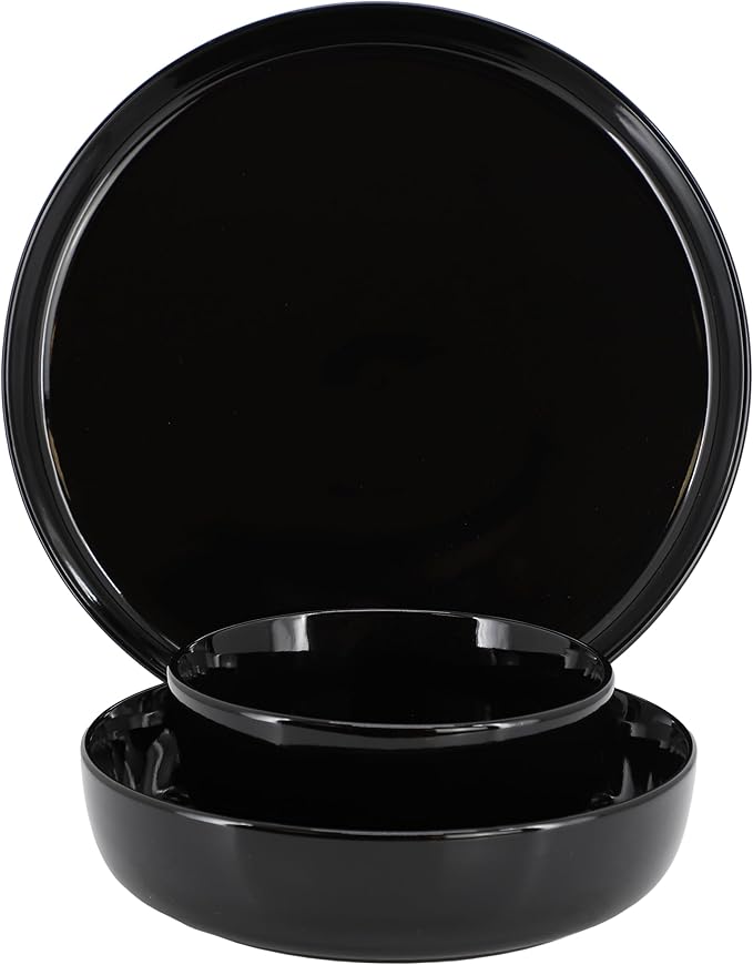 Elama Duncan 18 Piece Porcelain Dinnerware/Tableware Set Service for 6 (Black)