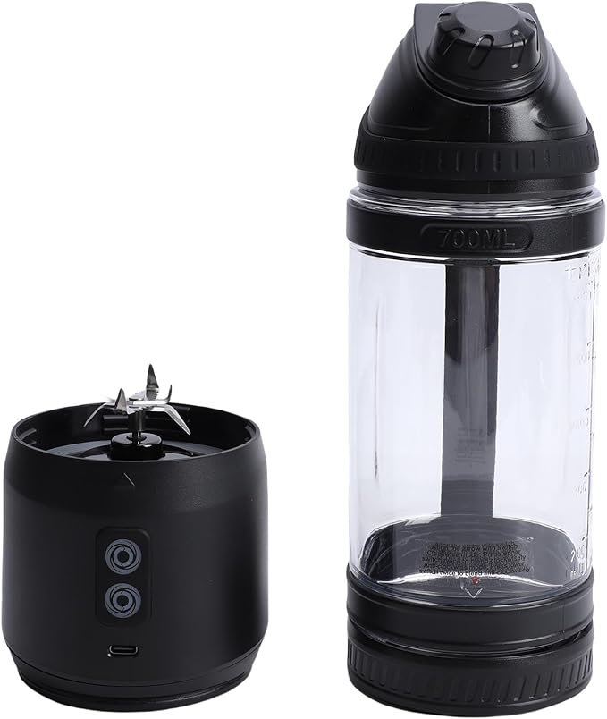 Asixxsix Portable Blender 240W Cordless USB C Rechargeable 24oz Personal Blender Small Smoothie with Intelligent LED Display Base for Shakes Smoothies Frozen Blending (700ml)