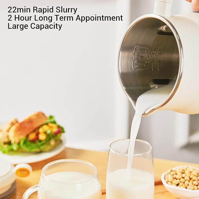 8 In 1 Nut Milk Maker 800ml Automatic Soy Milk Maker 600W Homemade Plant Based Almond Oat Coconut Keep Warm Self Cleaning &amp Boil Water Functions (US Plug 110V)