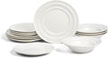 Earth &amp Clay Celeste 24-Piece Dinnerware Stoneware Plates and Bowls Set Includes Dinner and Salad Plates Cereal Bowls Dishwasher and Microwave Safe Dish Set for 8 Ivory White