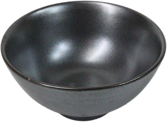 Ebros Gift Iron Black Clay Underglaze Technique Tetsu Kesho Porcelain Dinnerware Kitchen Set Asian Japanese Restaurant Supply (Pack Of 6 Small Rice Soup Appetizer Bowls 10oz)
