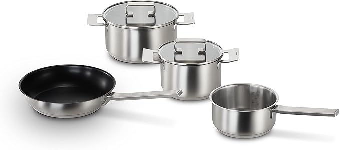 Bosch HEZ9SE040 Hob Accessories 4-Piece Cookware Set: 3 Pots and 1 Pan for Electric Hobs and Induction Hobs Made in Germany