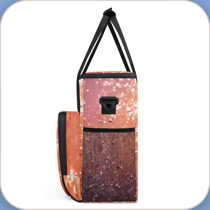 Glitter Coffee Maker Carrying Bag Rose Red Portable Travel Storage Tote Bag Compatible with K-Mini or K-Mini Plus Single Serve Coffee Brewer Carrying Case with Multiple Pockets &amp Shoulder Strap